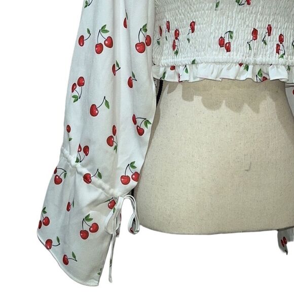 FTF Off the Shoulder Cherry🍒 Print Top - Picture 5 of 10
